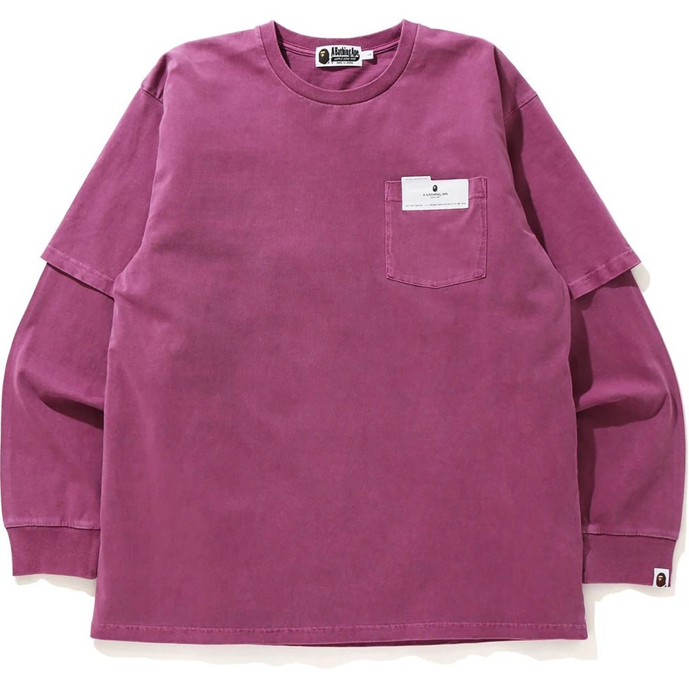 A Bathing Ape Men's Relaxed Fit Layered Long Sleeve T-shirt Overdye